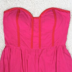 Xhilaration Bright Pink Strapless Mini Dress with Coral Trim